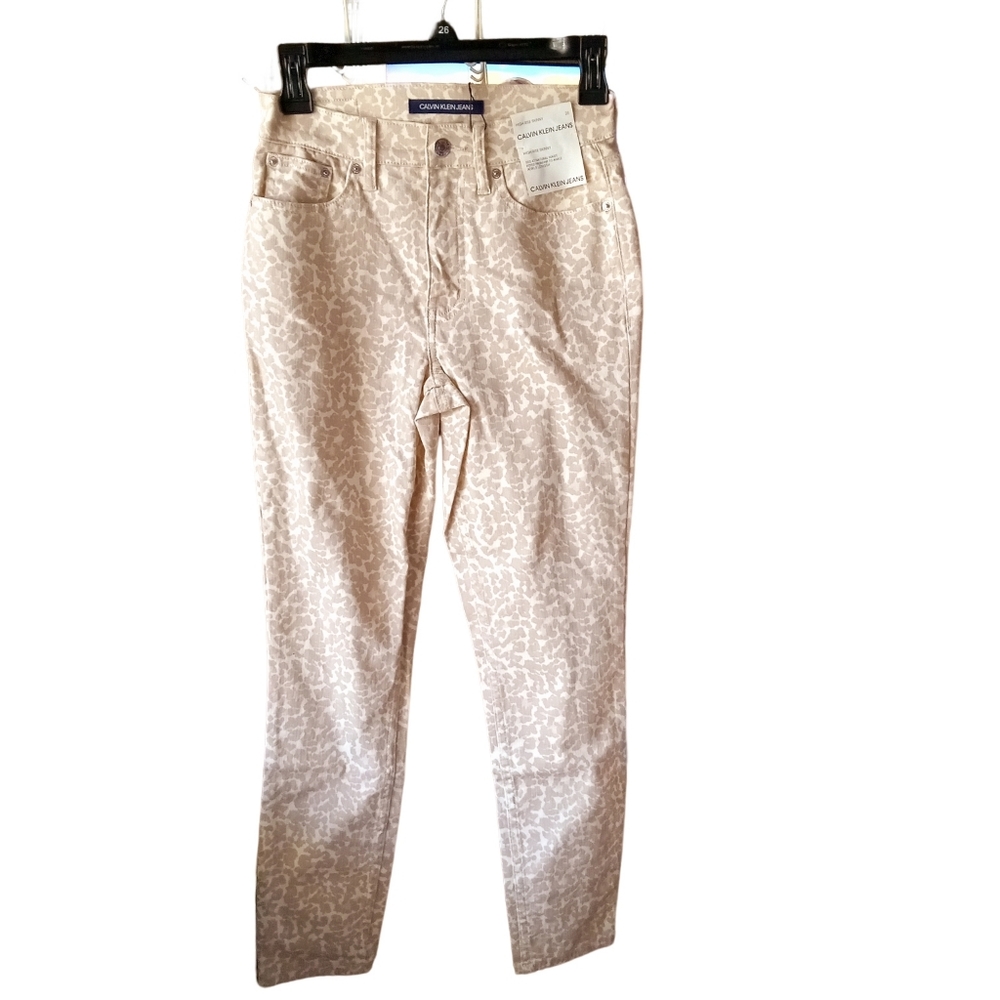 Calvin Klein Jeans, Tan and Cream High Rise Skinny, Size 26 Jeans.
